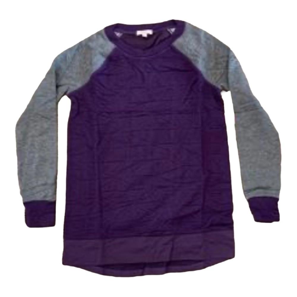 Pink lotus Purple and gray long sleeve sweatshirt.